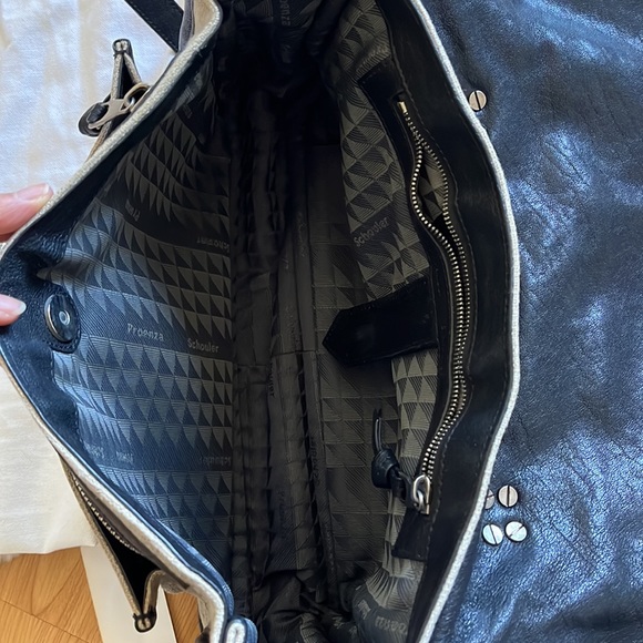 Proenza Schouler PS1 Medium Satchel Bag in Linen & Black Leather - Picture 11 of 12